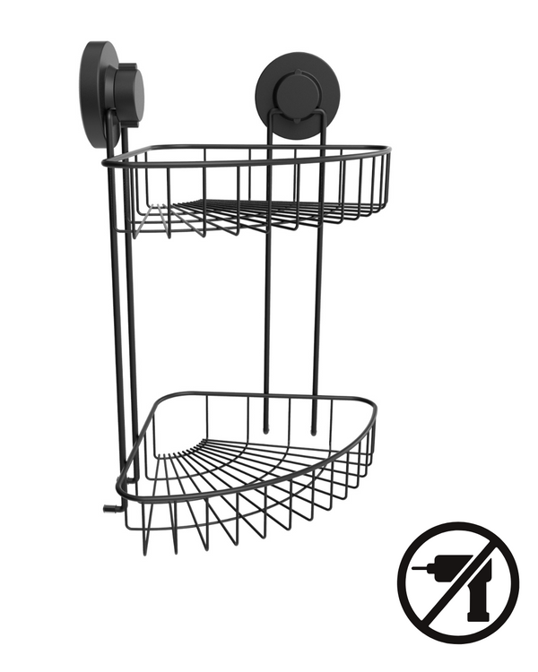 סל תלייה פינתי כפול לאמבטיה עם וואקום