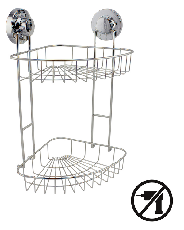 סל תלייה פינתי כפול לאמבטיה עם וואקום